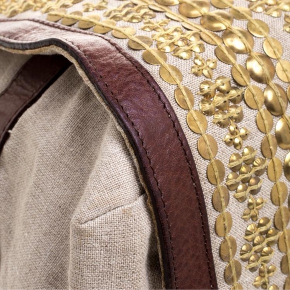 Christian Louboutin Gold and Brown Satchel with Luxurious Embellishments- As is - Picture 9 of 14